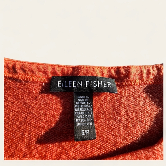 Eileen‎ Fisher Top Small Orange Pink | 3/4 Sleeve Textured Knit with Pocket - Picture 3 of 5